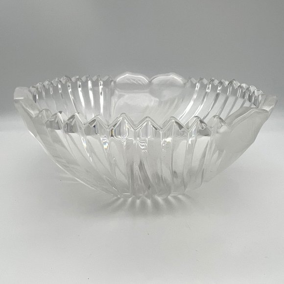 Crystal Glass Serving Bowl Floral Design - 8.5" - Picture 1 of 7